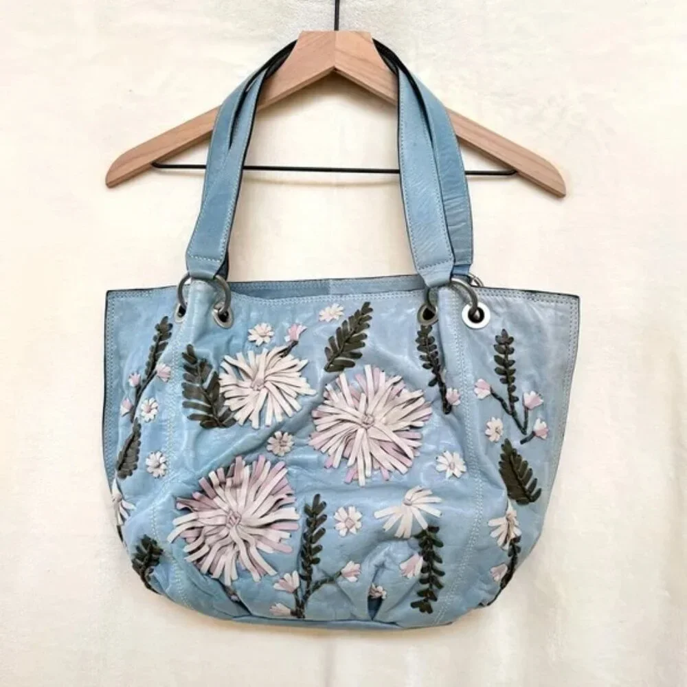 Firenze Bella Floral Leather Hobo Handbag
